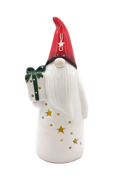 Christmas Ceramic Ornament - Christmas Gnome with Gift by Wizardi F07N7-2-1
