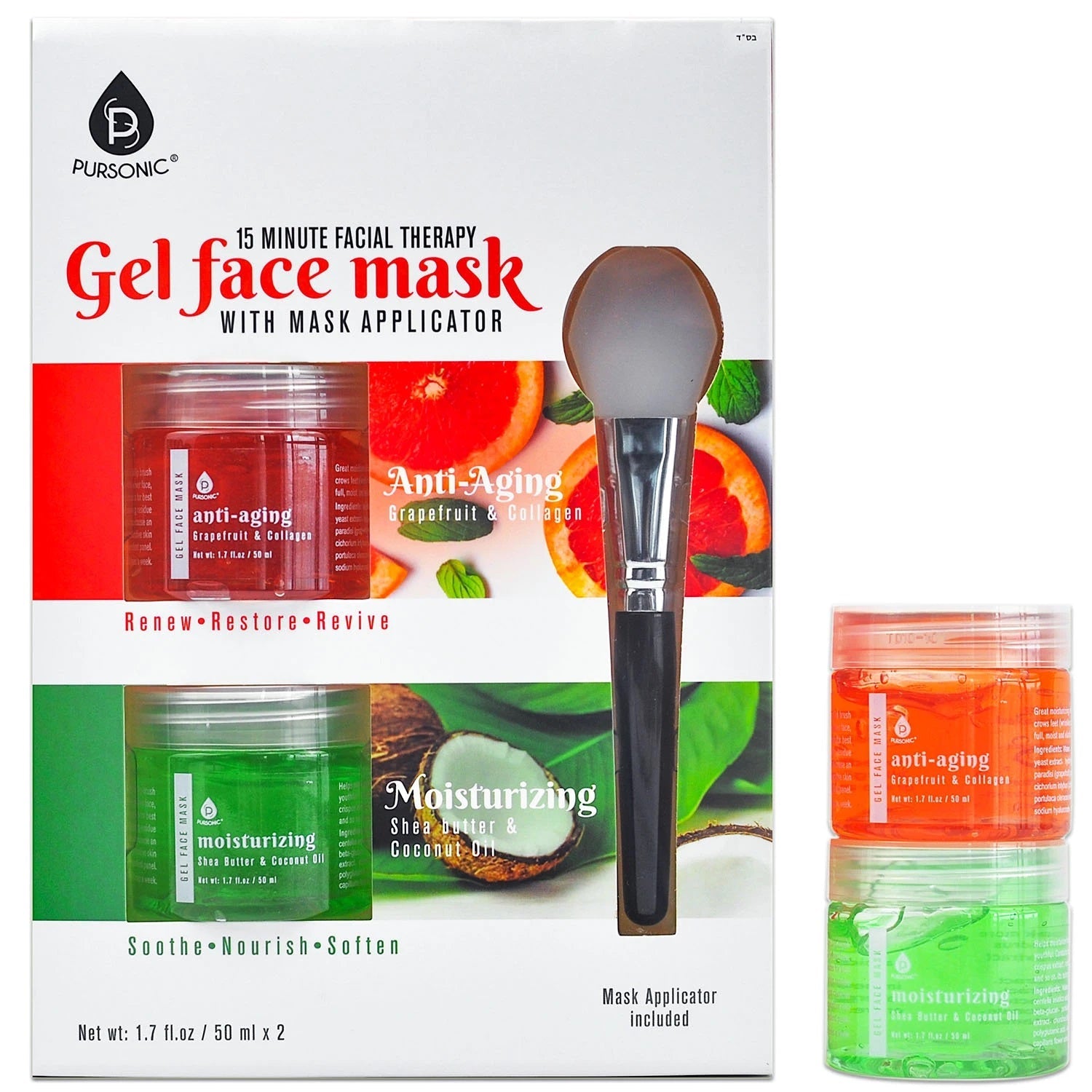 2 Pack Facial Therapy Gel Face Mask with Mask Applicator-0