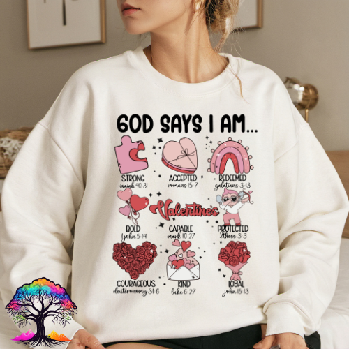 Valentines Day God Says I Am Christian Sweatshirt Unisex Custom Design