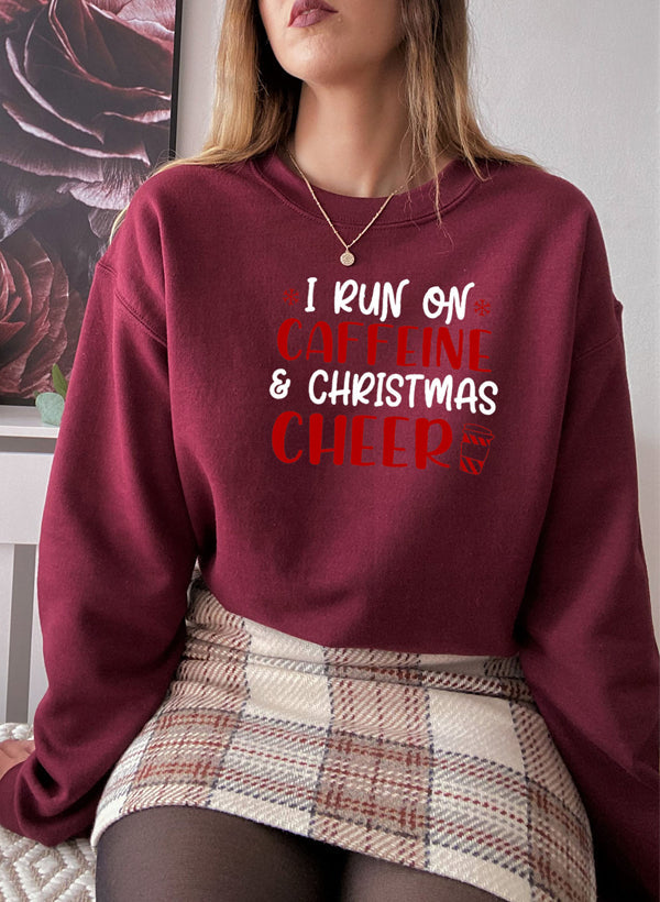 I Run On Caffeine & Christmas Cheer Sweat Shirt-2