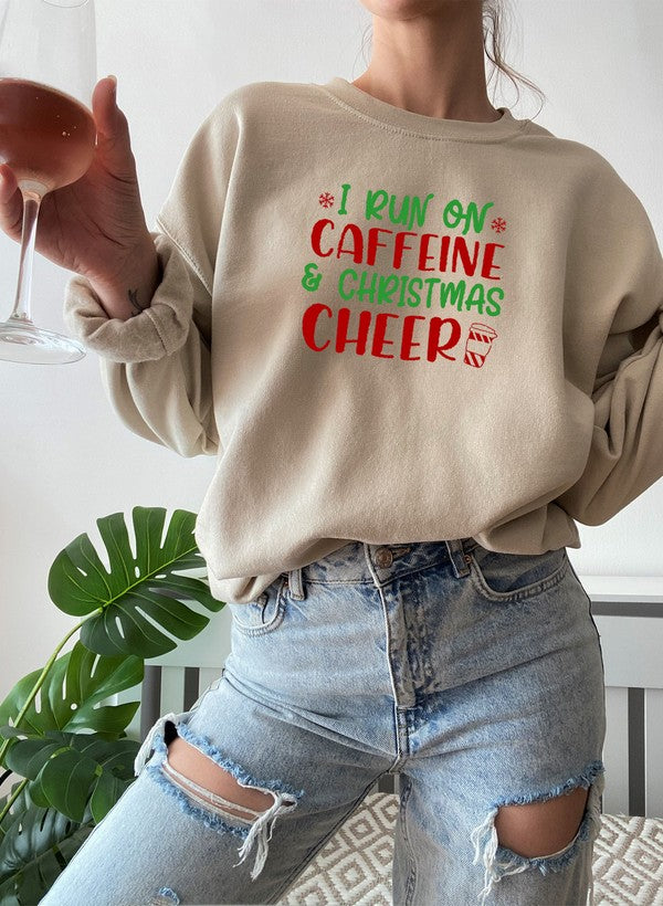 I Run On Caffeine & Christmas Cheer Sweat Shirt-1