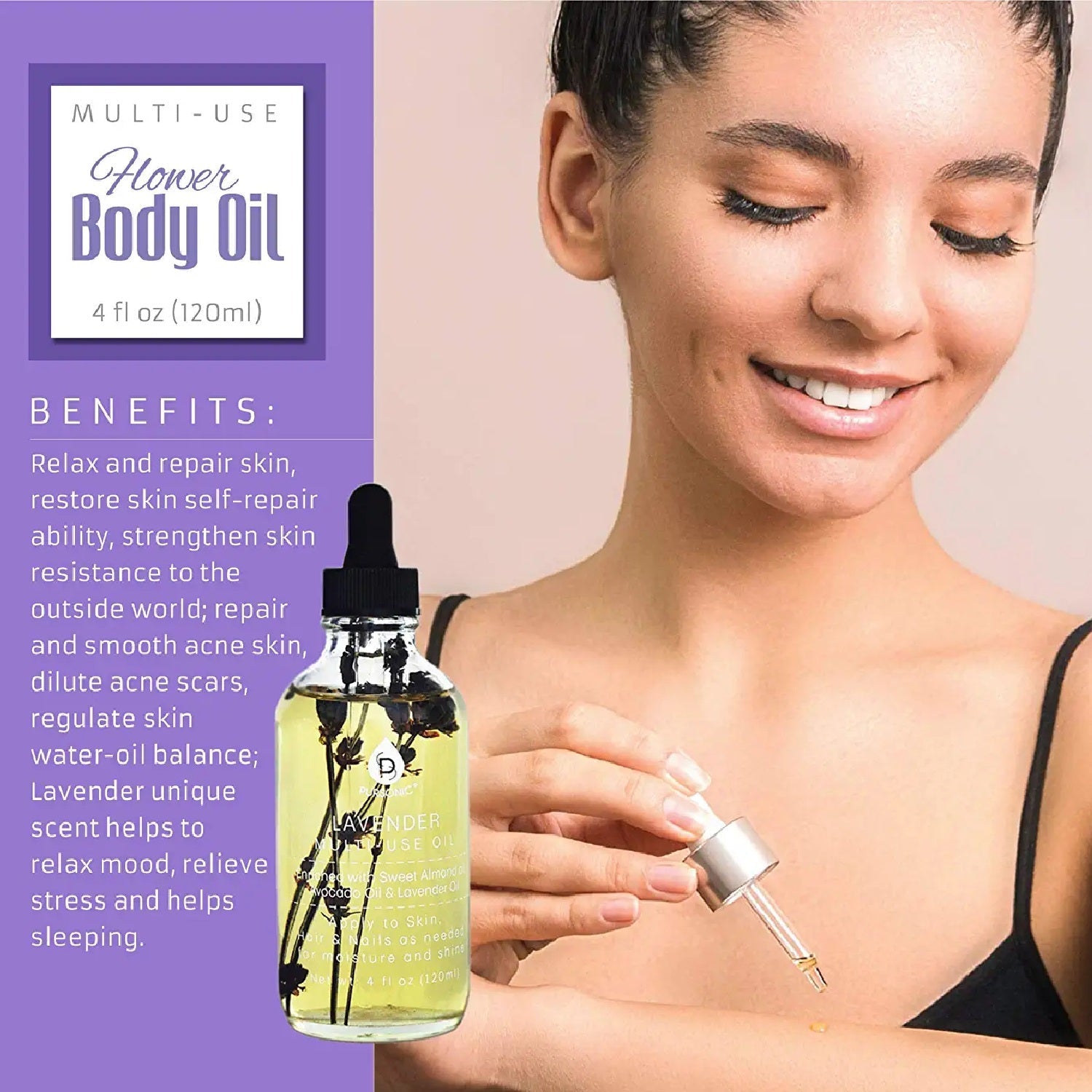 Lavendar Flower Multi Use  Body Oils 4 Oz-3