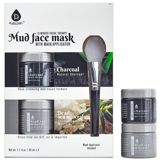 2 Pack Facial Therapy Mud Face Mask with Mask Applicator-0