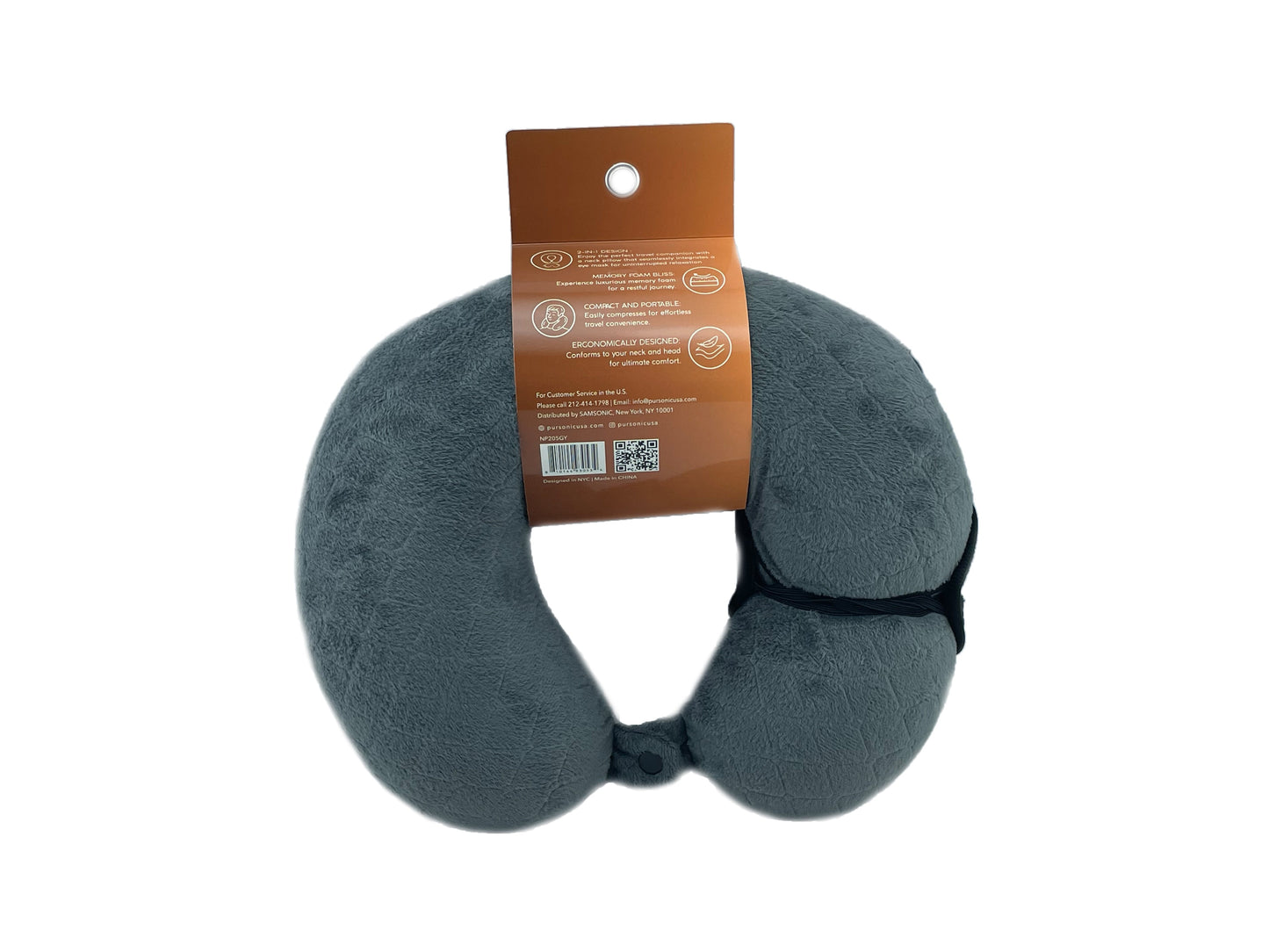 Memory Foam Travel Pillow with Sleep Mask-1