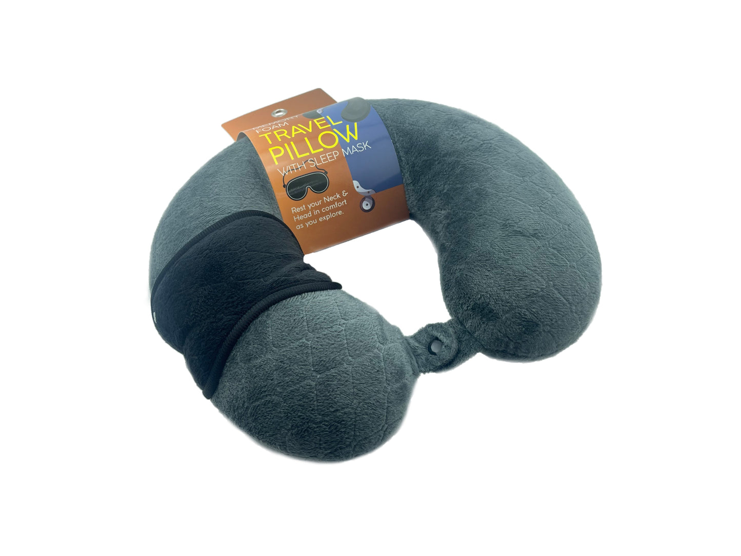 Memory Foam Travel Pillow with Sleep Mask-2