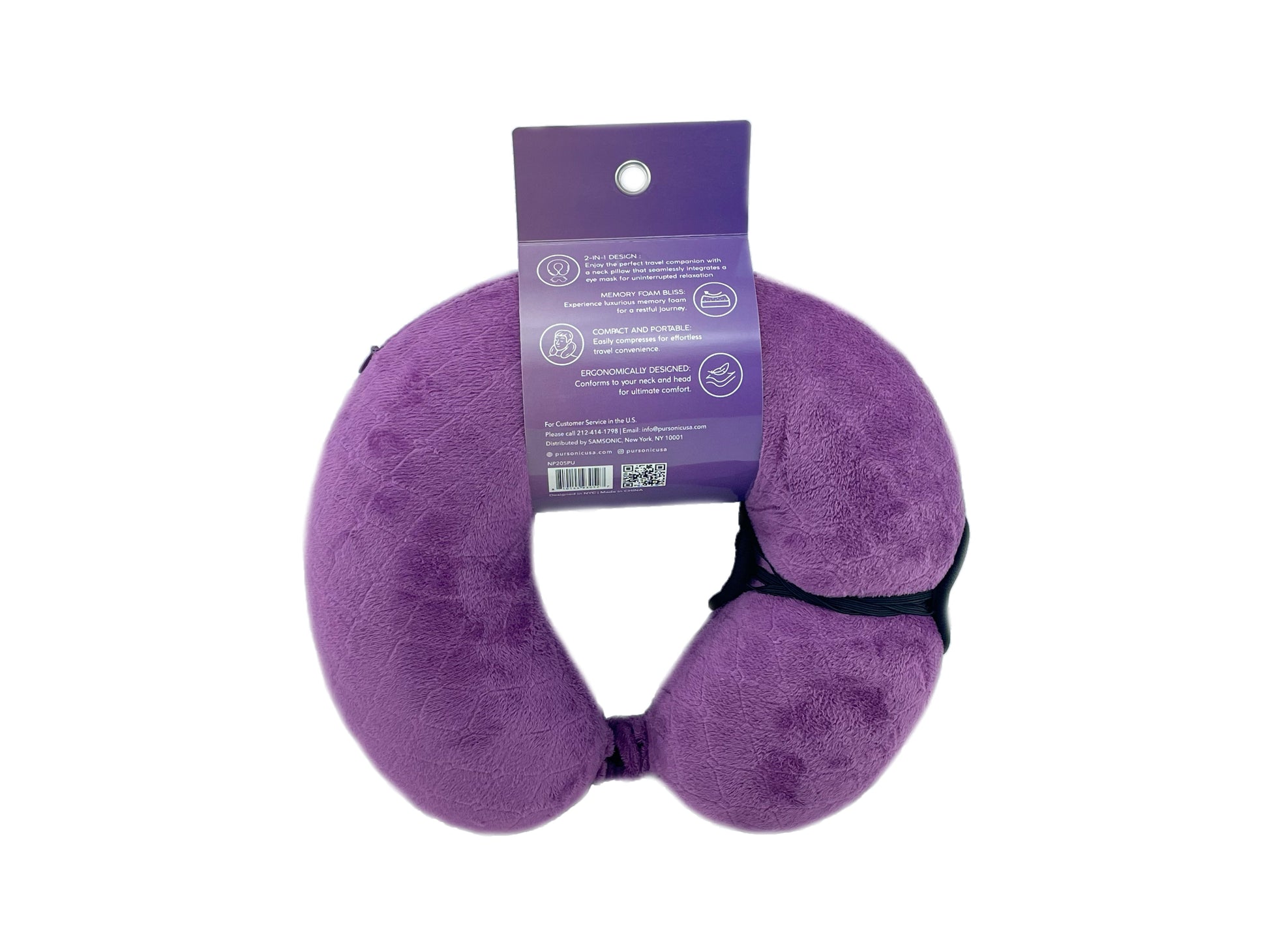 Memory Foam Travel Pillow with Sleep Mask-4