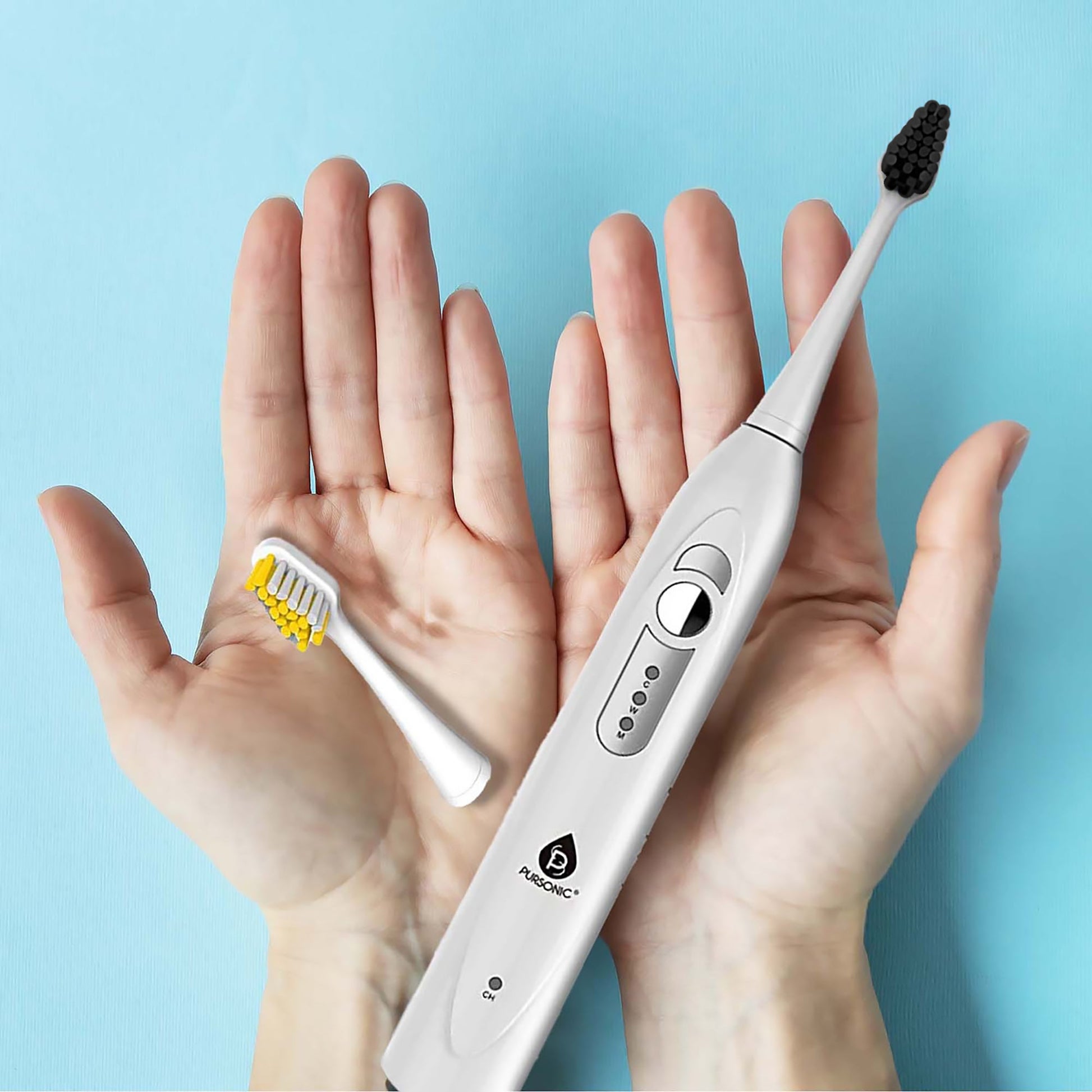 Pursonic Replacement Toothbrush Heads Charcoal Infused Bristles, Compatible with Philips Sonicare Electric Toothbrush Handles - Pack-2