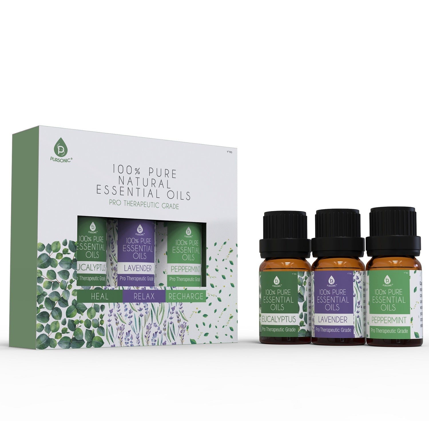 3 pack of 100% Pure Essential Oils (Eucalyptus, Lavender & Peppermint)-0