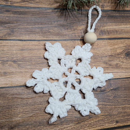 White Snow Flake Ornament-0