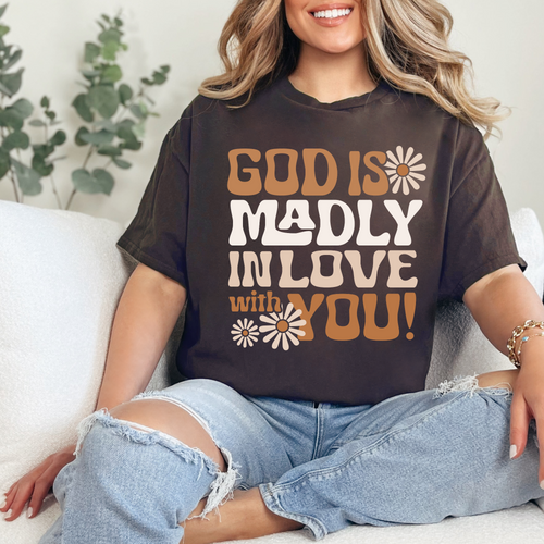 Christian t-shirt-Retro Gods Madly in love-Economical Brand-0