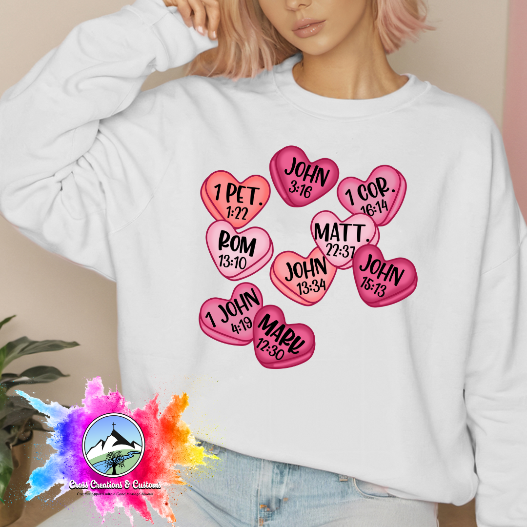 Valentines Day-Christian- Candy Hearts Scripture- Sweatshirt-0