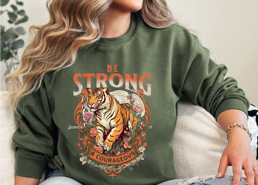 Christian Sweatshirt-Retro-Be Strong & Courageous-0
