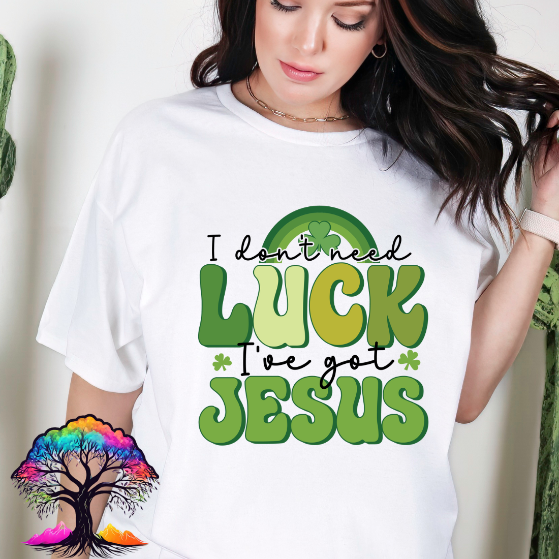 St. Patricks Day- Seasonal Tshirt- I don't need luck I have Jesus-0