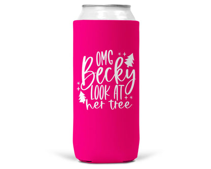 OMG Becky Look At Her Tree Christmas SLIM CAN Coozie 12oz-4