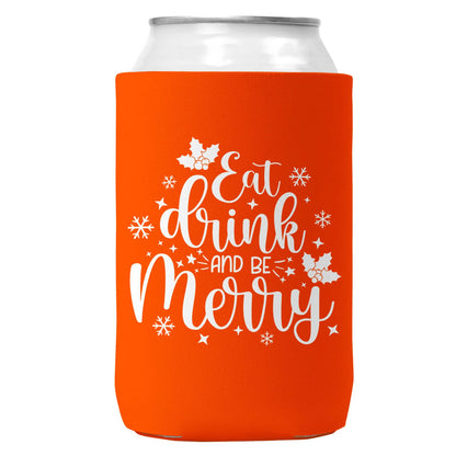 Eat Drink & Be Merry Can Christmas Coozie Can Cooler 12oz-5