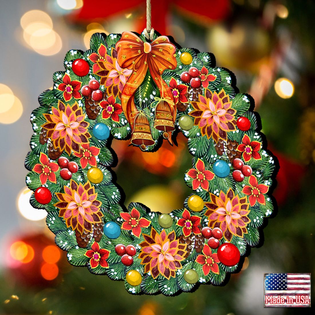 Christmas Wreath Wooden Ornaments by G. DeBrekht - Christmas Decor - 8185307-2