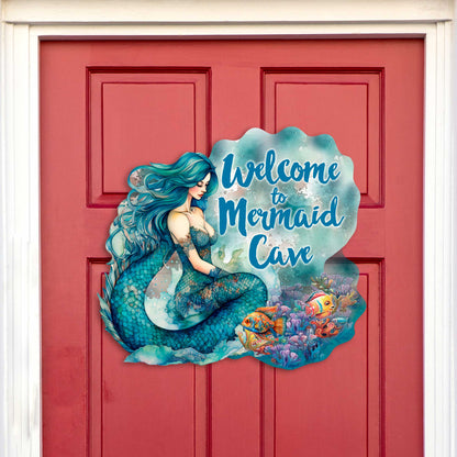 Mermaid Cave Front Door Sign By G DeBrekht Art Studio Weatherproof 20 Inch Handcrafted Porch Decor For Mermaid Lovers