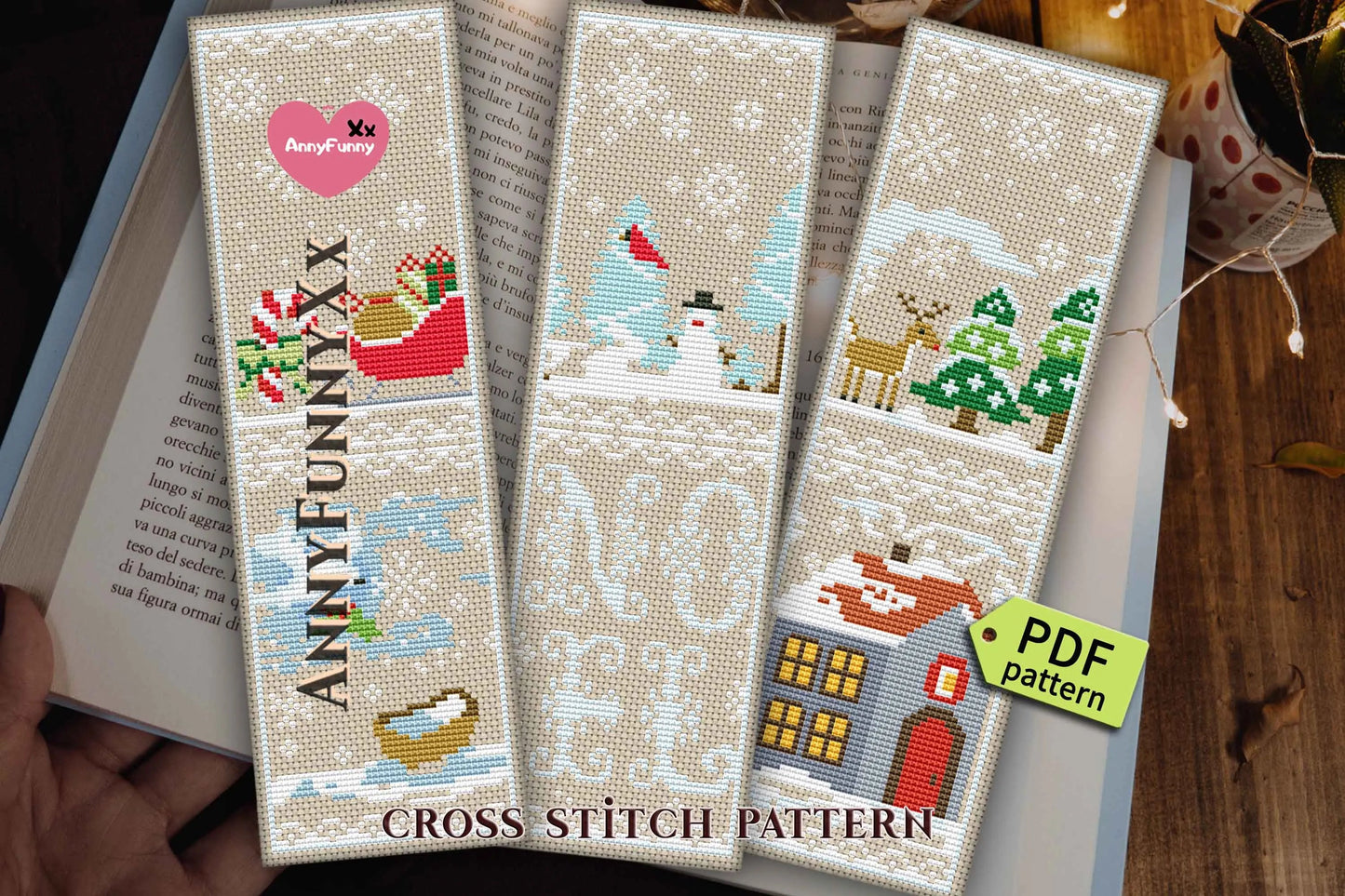 Bookmark. Christmas Snowman - PDF Cross Stitch Pattern-4