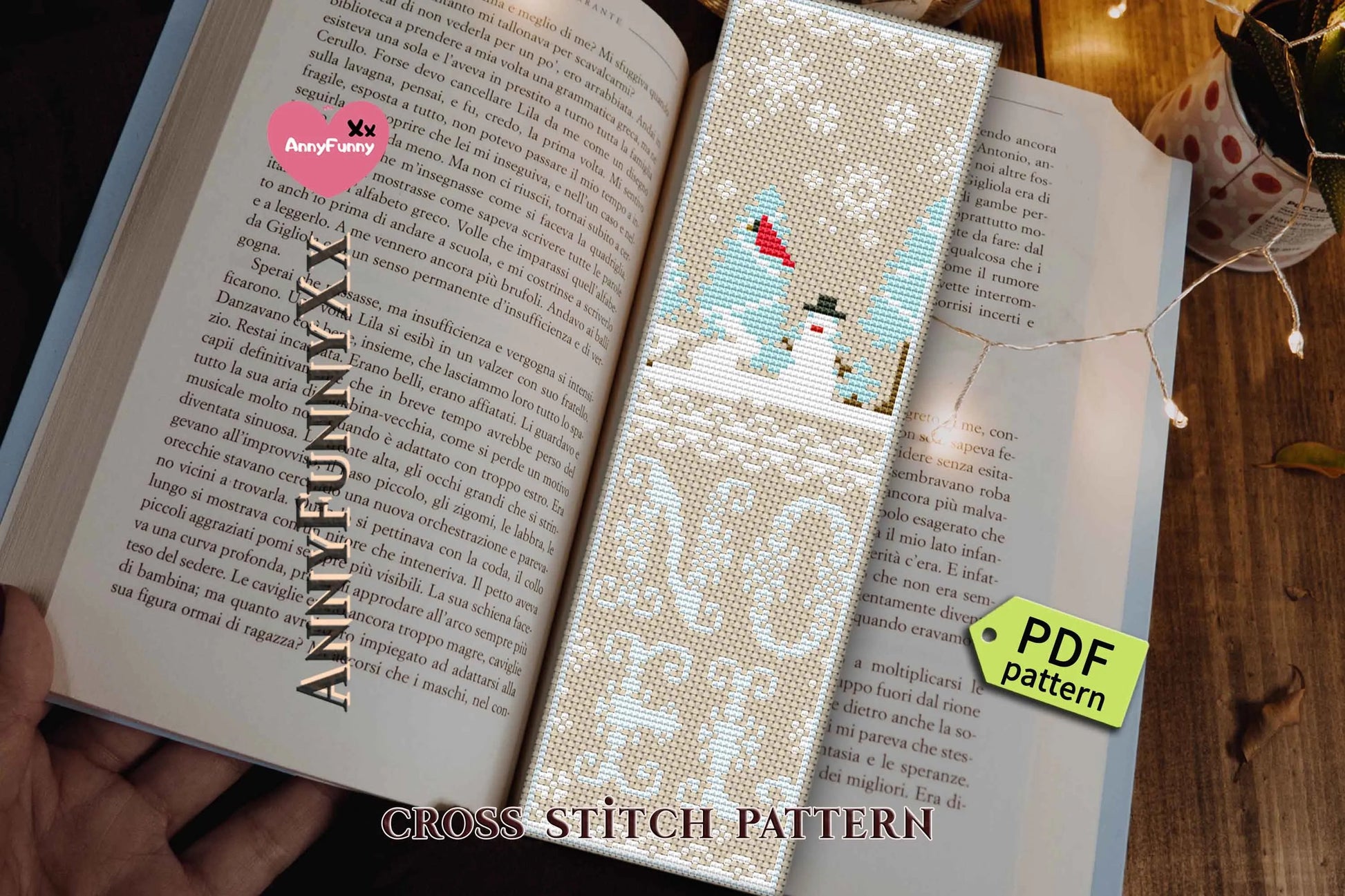 Bookmark. Christmas Snowman - PDF Cross Stitch Pattern-2