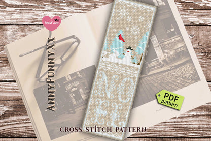 Bookmark. Christmas Snowman - PDF Cross Stitch Pattern-1