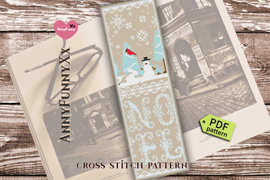 Bookmark. Christmas Snowman - PDF Cross Stitch Pattern-0
