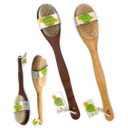 Bath Body Brush With Long Bamboo Handle-0