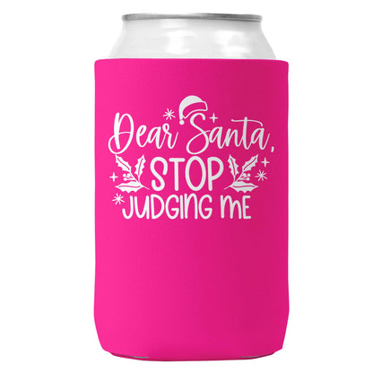 Santa Stop Juding Me Christmas Can Coozie Cooler 12oz Cans-5