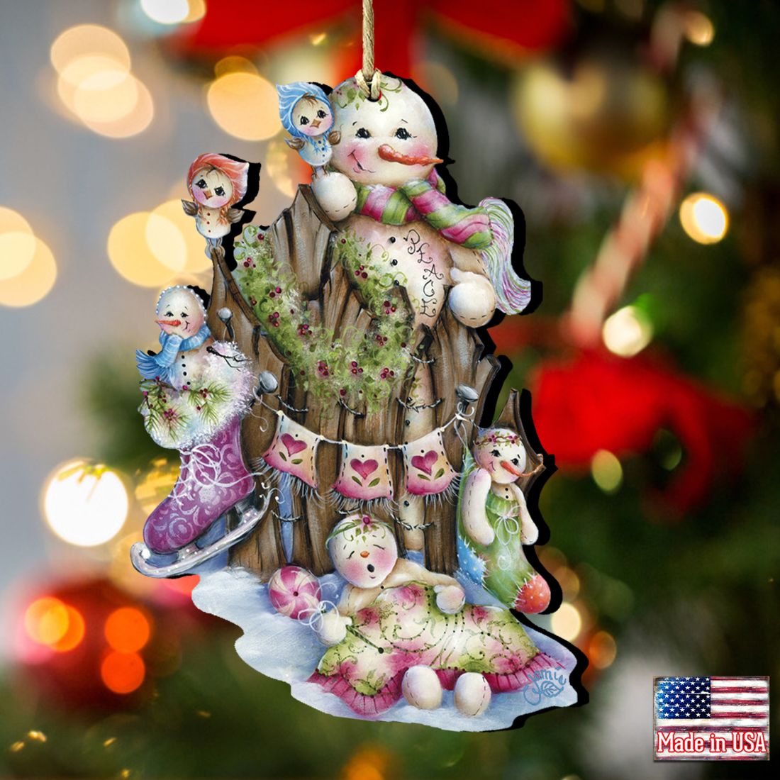 Christmas Time Wooden Ornaments by Jamie Mills-Price - Christmas Santa Snowman Decor - 8457502-2