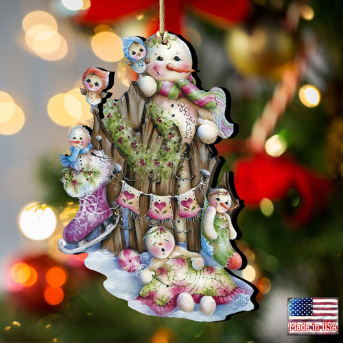Christmas Time Wooden Ornaments by Jamie Mills-Price - Christmas Santa Snowman Decor - 8457502-2