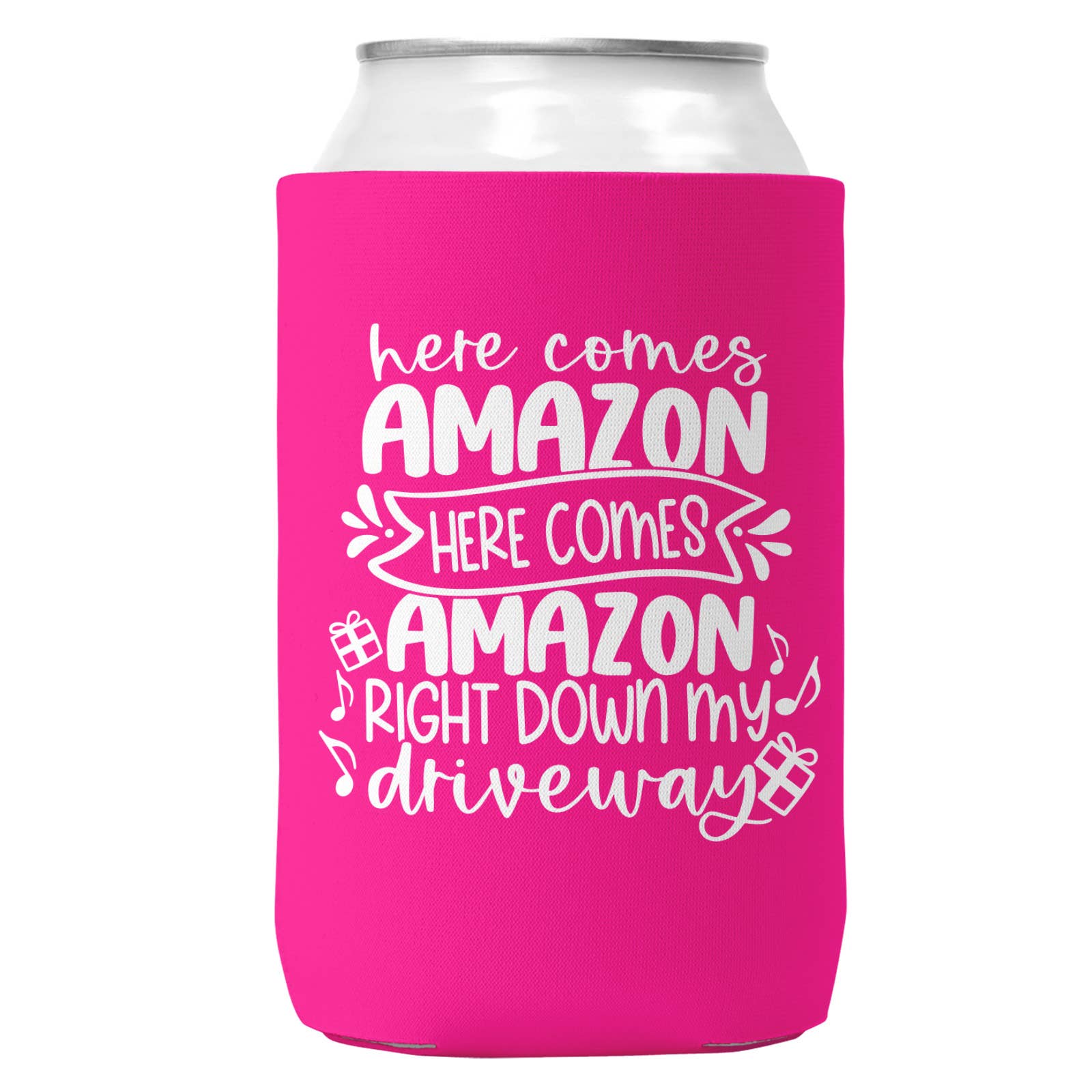 Here Comes Amazon Can Coozie Christmas Can Cooler 12oz Cans-5