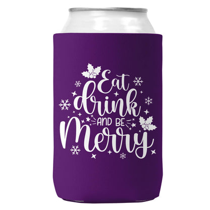 Eat Drink & Be Merry Can Christmas Coozie Can Cooler 12oz-3