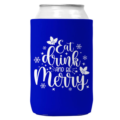 Eat Drink & Be Merry Can Christmas Coozie Can Cooler 12oz-2