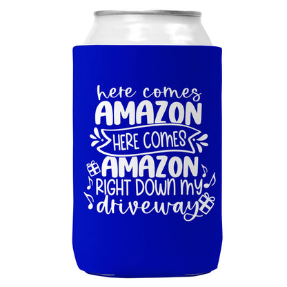 Here Comes Amazon Can Coozie Christmas Can Cooler 12oz Cans-2