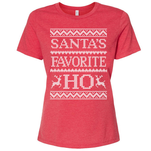 Santa's Favorite Ho Ladies T-Shirt | Ugly Christmas Shirt-0