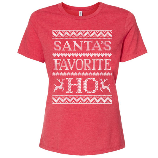 Santa's Favorite Ho Ladies T-Shirt | Ugly Christmas Shirt-0