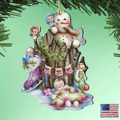 Christmas Time Wooden Ornaments by Jamie Mills-Price - Christmas Santa Snowman Decor - 8457502-1