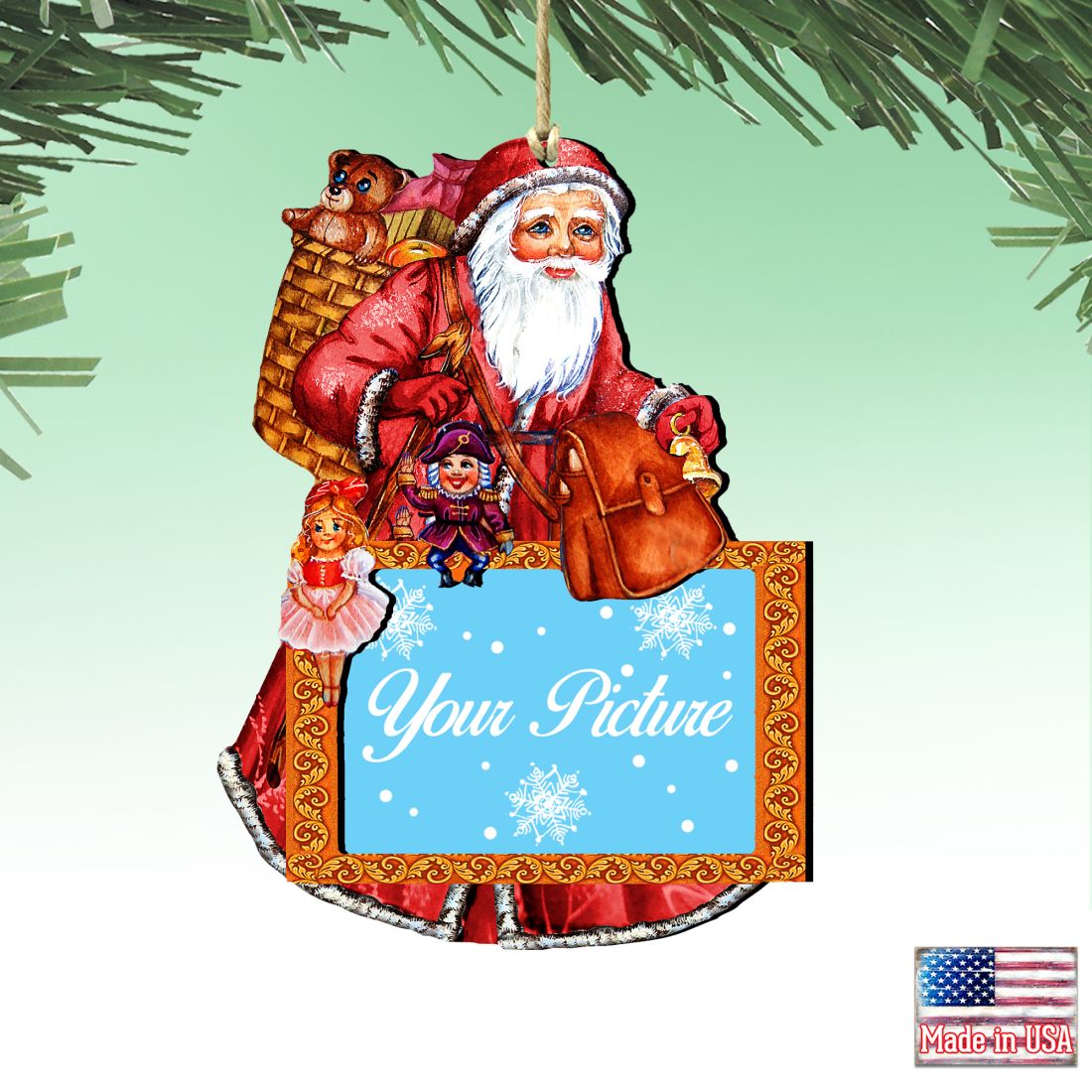 Santa Christmas Picture Frame Ornaments - Ornament for Photo - Christmas Santa Snowman Decor - 8124120PF-1