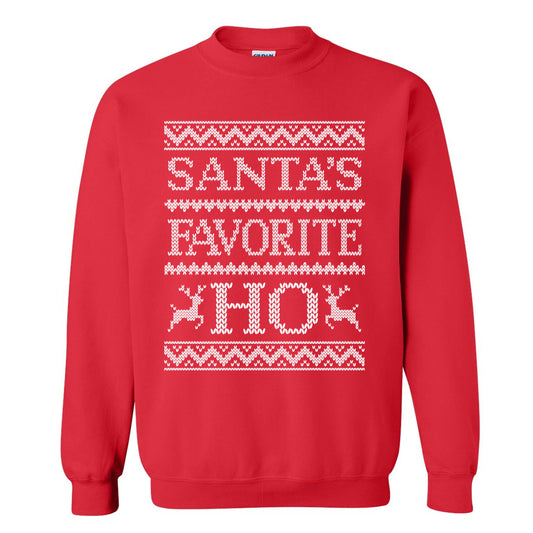 Santa's Favorite Ho Ugly Christmas Unisex Fleece Pullover-0