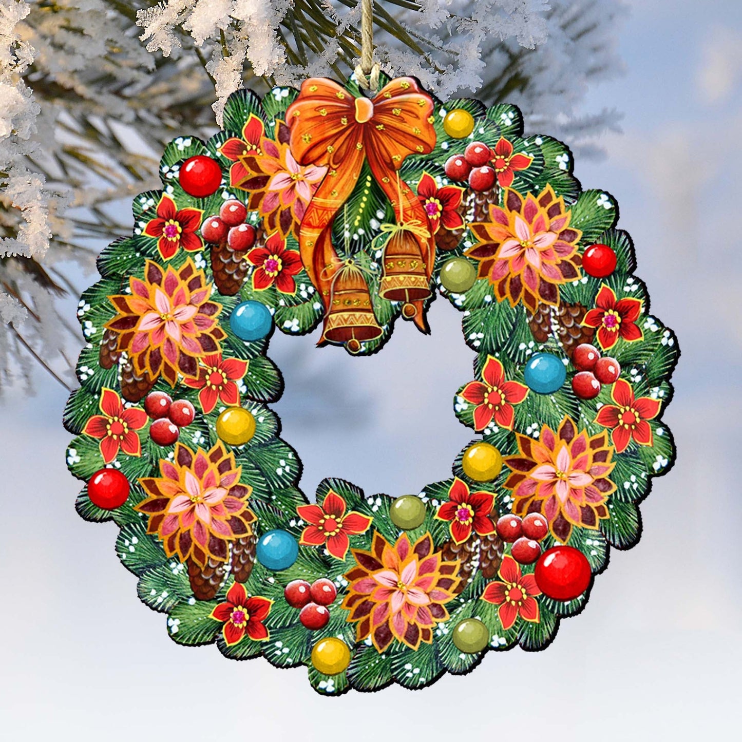 Christmas Wreath Wooden Ornaments by G. DeBrekht - Christmas Decor - 8185307-0