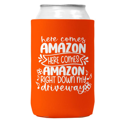 Here Comes Amazon Can Coozie Christmas Can Cooler 12oz Cans-0