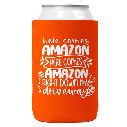Here Comes Amazon Can Coozie Christmas Can Cooler 12oz Cans-0