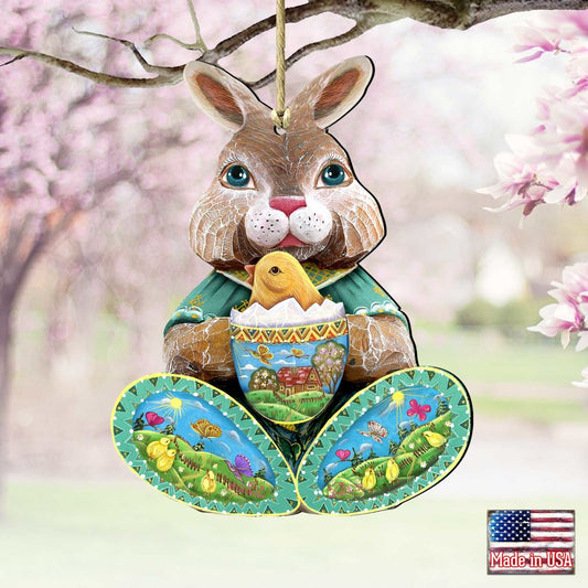 Easter Bunny Christmas Wooden Ornaments by G. DeBrekht - Christmas Decor - 8144502-1