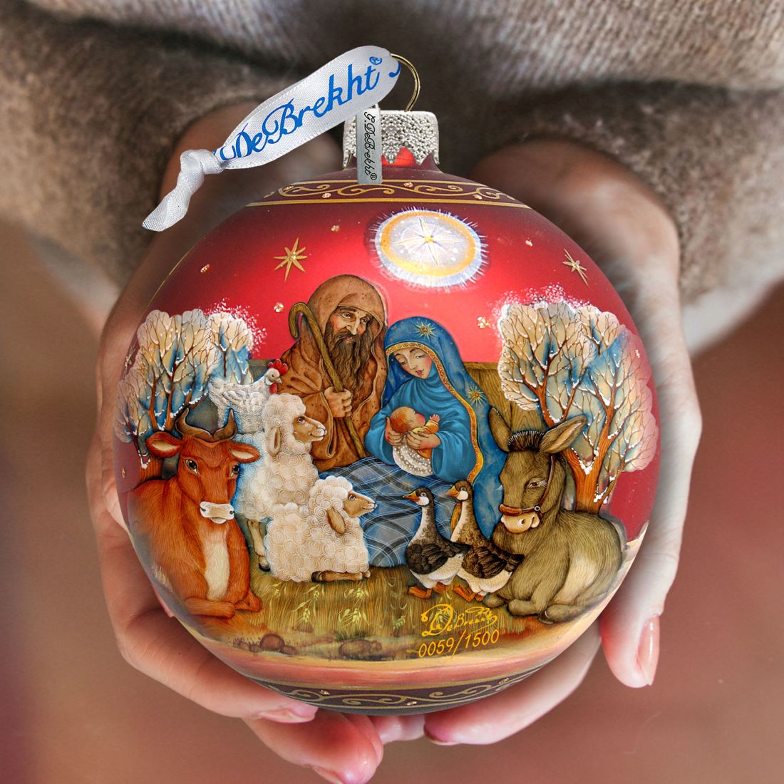 Story of Nativity Ball Glass Ornament Limited Edition by G. DeBrekht - Nativity Holiday Decor - 73853-1