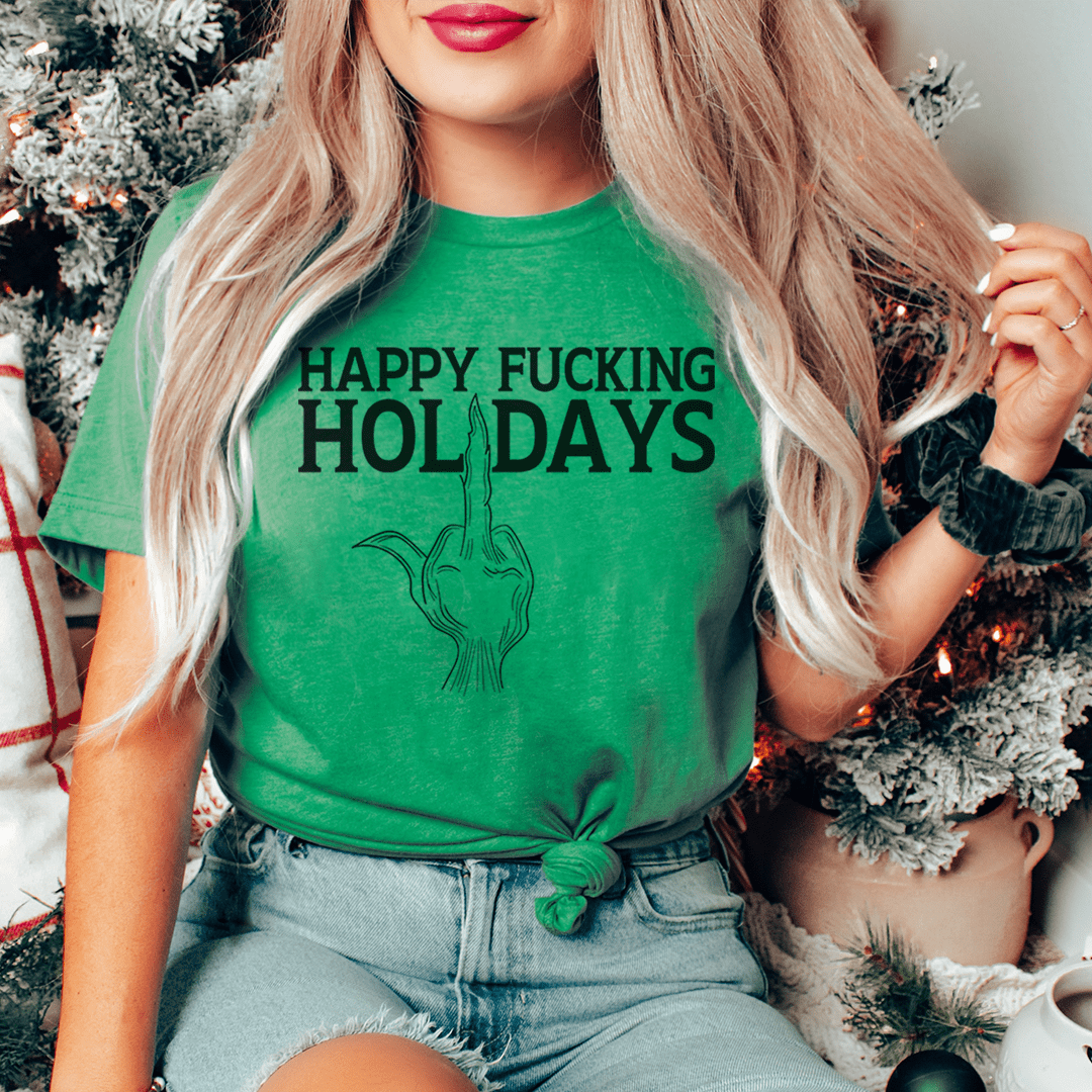 Happy Holidays Tee Premium 100 Percent Soft Cotton Digital Print Made In USA For Holiday Lovers