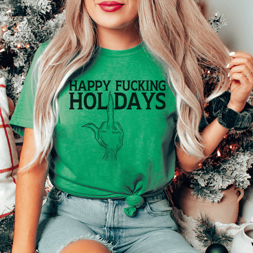 Happy Holidays Tee Premium 100 Percent Soft Cotton Digital Print Made In USA For Holiday Lovers