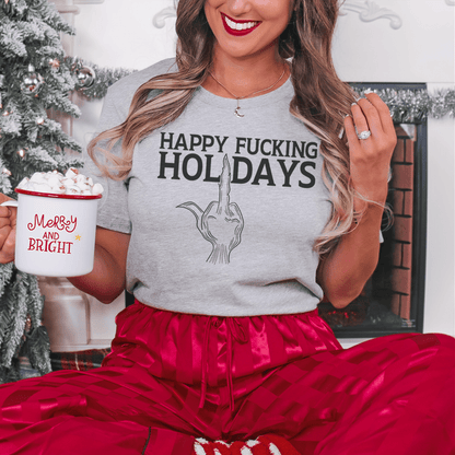 Happy Holidays Tee Premium 100 Percent Soft Cotton Digital Print Made In USA For Holiday Lovers