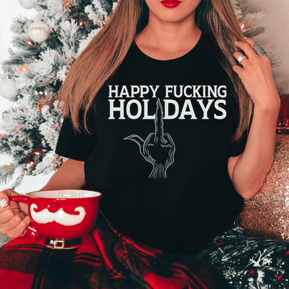 Happy Holidays Tee Premium 100 Percent Soft Cotton Digital Print Made In USA For Holiday Lovers