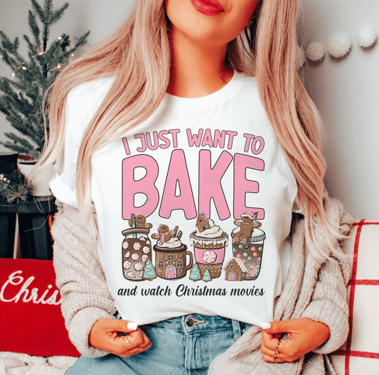 I Just Want To Bake And Watch Christmas Movies Tee-0