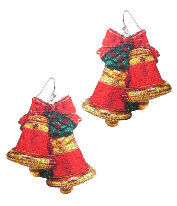 CHRISTMAS THEME METAL SHEET EARRING - BELL-0
