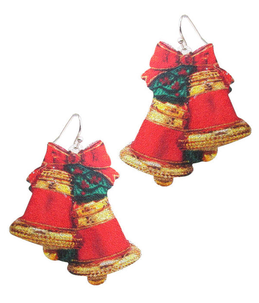 CHRISTMAS THEME METAL SHEET EARRING - BELL-0